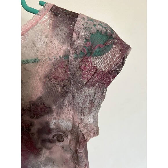Rue 21 Purple And Pink Lace Top Short Sleeve Size M Fairy Whimsigoth - Picture 9 of 12